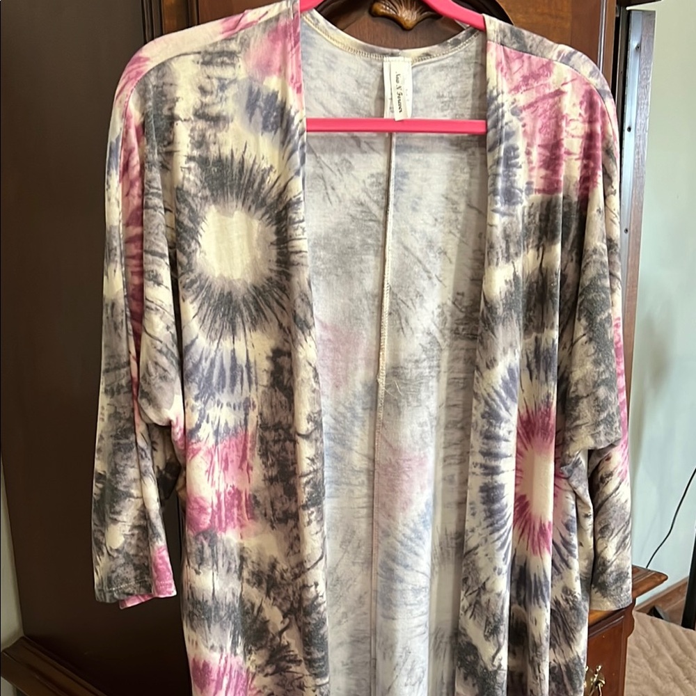 Forever 21 Pink and Gray Relaxed Oversized 3/4 Sleeve Top